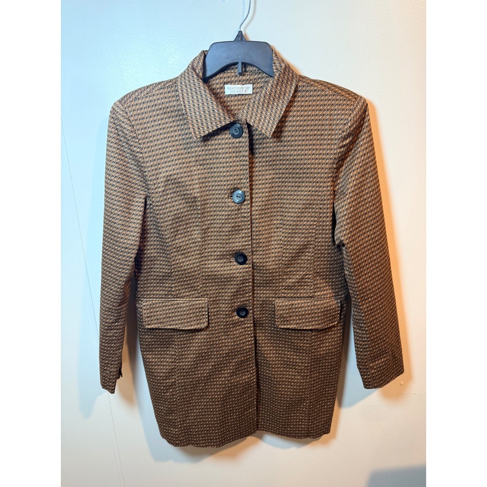 Worthington Stretch Women's‎ Brown Geometric Print Blazer Jacket Size Large